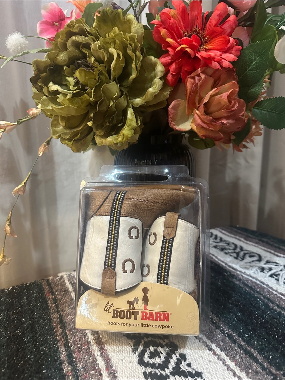 Lil' Boot Barn Brown & White Baby Cowboy Boots